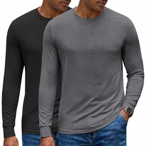 image:imageCOOFANDY Mens Long Sleeve Tee Shirts Crew Neck TShirt Casual Pullover Basic Tees Soft Stretch TshirtsBlackgrey