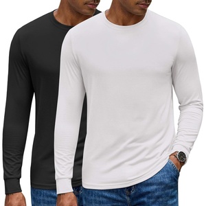 image:imageCOOFANDY Mens Long Sleeve Tee Shirts Crew Neck TShirt Casual Pullover Basic Tees Soft Stretch TshirtsBlackwhite