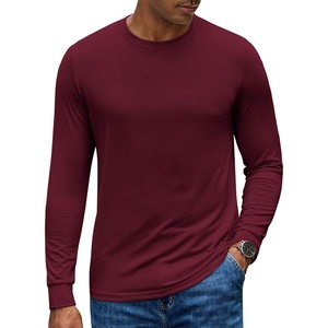 image:imageCOOFANDY Mens Long Sleeve Tee Shirts Crew Neck TShirt Casual Pullover Basic Tees Soft Stretch TshirtsWine Red