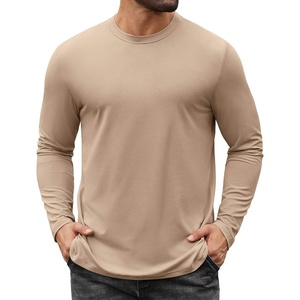 image:imageCOOFANDY Mens Long Sleeve Tee Shirts Stretch Crew Neck Thermal Shirts Casual T Shirts for MenKhaki