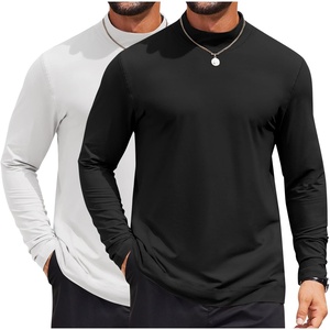 image:imageCOOFANDY Mens Mock Turtleneck Long Sleeve Shirts Casual Basic TShirt Lightweight Mockneck Pullover Sweater for MenBlackwhite