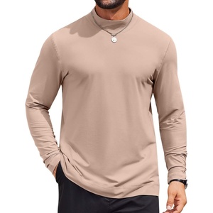 image:imageCOOFANDY Mens Mock Turtleneck Long Sleeve Shirts Casual Basic TShirt Lightweight Mockneck Pullover Sweater for MenKhaki