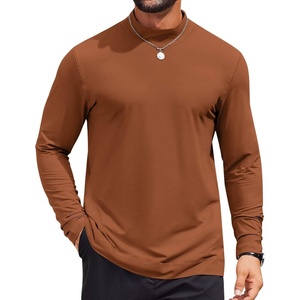 image:imageCOOFANDY Mens Mock Turtleneck Long Sleeve Shirts Casual Basic TShirt Lightweight Mockneck Pullover Sweater for MenLight Brown