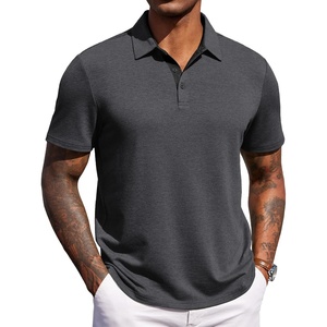 image:imageCOOFANDY Mens Polo Shirts Short Sleeve Casual Summer Polo Tee Collared Tops  Button CollarSoft FabricCasual Stylish Classic Basic LightweightSummer FashionGolfDark Grey