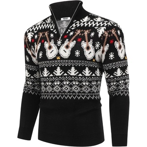image:imageCOOFANDY Mens Quarter Zip Pullover Sweater Casual Zip Up Polo Sweater KnitChristmas Guitar