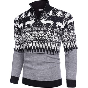 image:imageCOOFANDY Mens Quarter Zip Pullover Sweater Casual Zip Up Polo Sweater KnitPat1 Christmas