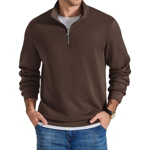 image:imageCOOFANDY Mens Quarter Zip Pullover Sweatshirts for Men Golf Fall Clothes  Fall Fashion 2026 Long Sleeve Pullover Stretch Soft Lightweight WrinkleFree Loose Fit Collared Casual Travel GolfCocoa Brown