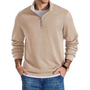 image:imageCOOFANDY Mens Quarter Zip Pullover Sweatshirts for Men Golf Fall Clothes  Fall Fashion 2026 Long Sleeve Pullover Stretch Soft Lightweight WrinkleFree Loose Fit Collared Casual Travel GolfSand Khaki