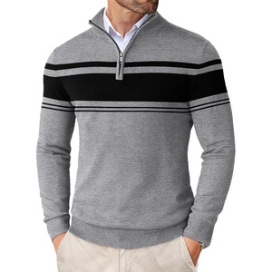 image:imageCOOFANDY Mens Quarter Zip Up Sweaters Slim Fit Lightweight Mock Pullover  Casual Polo Sweaters Quarter Zip Pullover Business Winter Fall Relaxed Fit Knit Turtleneck Sweater Metal Zipper PullBlack  Heather Grey