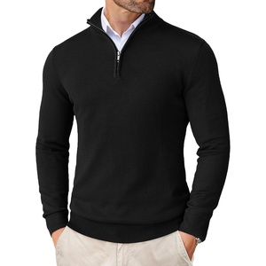 image:imageCOOFANDY Mens Quarter Zip Up Sweaters Slim Fit Lightweight Mock Pullover  Casual Polo Sweaters Quarter Zip Pullover Business Winter Fall Relaxed Fit Knit Turtleneck Sweater Metal Zipper PullBlack