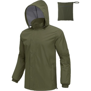 image:imageCOOFANDY Mens Rain Jacket Waterproof Packable Raincoat Lightweight Rain Shell Hood Travel Golf Hiking Cycling Zip PocketsArmy Green