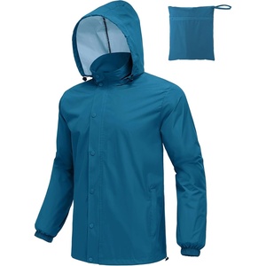 image:imageCOOFANDY Mens Rain Jacket Waterproof Packable Raincoat Lightweight Rain Shell Hood Travel Golf Hiking Cycling Zip PocketsBlue