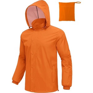 image:imageCOOFANDY Mens Rain Jacket Waterproof Packable Raincoat Lightweight Rain Shell Hood Travel Golf Hiking Cycling Zip PocketsOrange