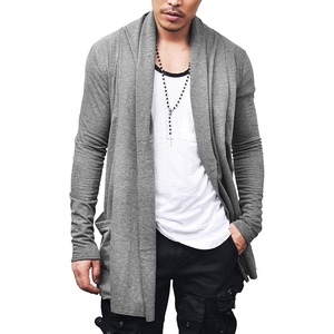 image:imageCOOFANDY Mens Ruffle Shawl Collar Cardigan Open Front Lightweight Long Length Drape Cape Overcoat with PocketsGray