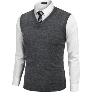 image:imageCOOFANDY Mens Sleeveless Sweater Vest VNeck Solid Cotton Pullover  V Neck Design Slim Fit Sleeveless Ribbed Hem Antipilling ComfortableStretch Fall and WinterDark Grey