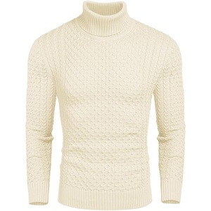 image:imageCOOFANDY Mens Slim Fit Turtleneck Sweater Casual Knitted Twisted Pullover Solid SweatersApricot