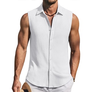 image:imageCOOFANDY Mens Summer Sleeveless Shirts Beach Knit Tank Top Button Up Casual Tank Shirt Vacation TopsWhite