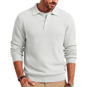 image:imageCOOFANDY Mens Sweater Long Sleeve Knitted Polo Textured Casual Pullover  Polo Collar Long Sleeve V Neck Cable Knit Texture SoftStretchWarm Regular Fit Fall ClothingWhite