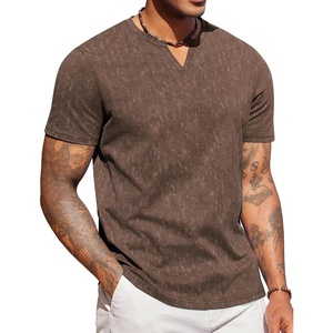 image:imageCOOFANDY Mens T Shirts V Neck 100 Cotton Short Sleeve Casual Summer Vintage Tee ShirtBrown