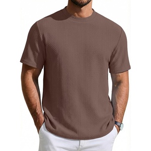 image:imageCOOFANDY Mens TShirt Short Sleeve Crew Neck Textured Shirts Classic Knit Pullover TeesBrown