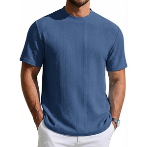 image:imageCOOFANDY Mens TShirt Short Sleeve Crew Neck Textured Shirts Classic Knit Pullover TeesCaptains Blue