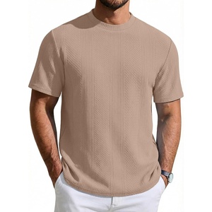 image:imageCOOFANDY Mens TShirt Short Sleeve Crew Neck Textured Shirts Classic Knit Pullover TeesKhaki