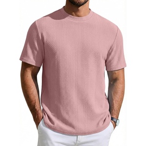 image:imageCOOFANDY Mens TShirt Short Sleeve Crew Neck Textured Shirts Classic Knit Pullover TeesPink