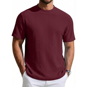 image:imageCOOFANDY Mens TShirt Short Sleeve Crew Neck Textured Shirts Classic Knit Pullover TeesWine Red