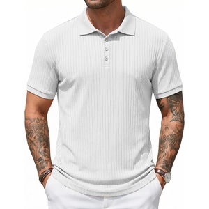 image:imageCOOFANDY Mens Textured Polo Sweater Casual Short Sleeve Sweaters Summer Slim Fit Golf SweaterWhite