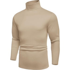 image:imageCOOFANDY Mens Turtle Neck Shirts High Neck Mock Neck T Shirts Long Sleeve Slim Fit Sweater Casual Thermal PulloverKhaki