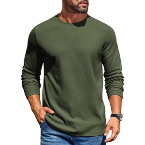 image:imageCOOFANDY Mens Waffle Crewneck T Shirts Long Sleeve Casual Pullover Tees  CloudSoft Feel Breathable SkinFriendly Basic Tees AllDay CozyArmy Green