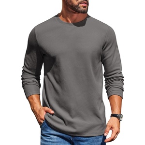 image:imageCOOFANDY Mens Waffle Crewneck T Shirts Long Sleeve Casual Pullover Tees  CloudSoft Feel Breathable SkinFriendly Basic Tees AllDay CozyDark Gray