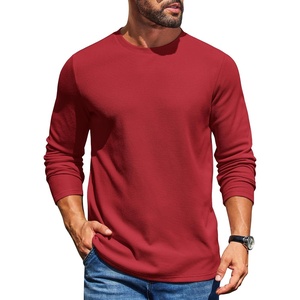 image:imageCOOFANDY Mens Waffle Crewneck T Shirts Long Sleeve Casual Pullover Tees  CloudSoft Feel Breathable SkinFriendly Basic Tees AllDay CozyRed