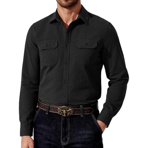 image:imageCOOFANDY Mens Western Cowboy Shirt Long Sleeve Cotton Button Down Work Shirts with PocketsBlack
