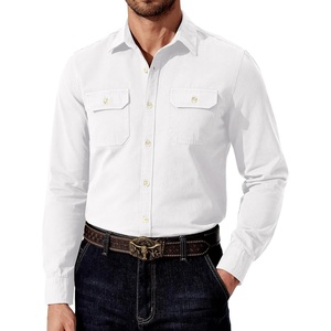 image:imageCOOFANDY Mens Western Cowboy Shirt Long Sleeve Cotton Button Down Work Shirts with PocketsWhite
