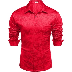 image:imageCOOFANDY Silk Dress Shirt for Men Slim Fit Satin Long Sleeve Shirts Luxury Wedding Shirt