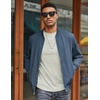 image:imageCOOFANDY Men Bomber Jacket Lightweight Casual Windbreaker Zip Up Coat Fashion Stylish Fall Jackets with PocketGrey Blue