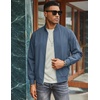 image:imageCOOFANDY Men Bomber Jacket Lightweight Casual Windbreaker Zip Up Coat Fashion Stylish Fall Jackets with PocketGrey Blue