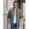 image:imageCOOFANDY Mens Button Down Shirt Jacket Long Sleeve Flannel Shirts  Shacket Overshirt Soft Brushed Fabric With Flap Pocket Casual Outdoor WorkArmy Green