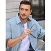 image:imageCOOFANDY Mens Button Down Shirt Jacket Long Sleeve Flannel ShirtsLight Blue Heather