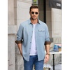 image:imageCOOFANDY Mens Button Down Shirt Jacket Long Sleeve Flannel ShirtsLight Blue Heather