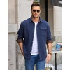 image:imageCOOFANDY Mens Button Down Shirt Jacket Long Sleeve Flannel ShirtsNavy Blue Heather