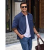 image:imageCOOFANDY Mens Button Down Shirt Jacket Long Sleeve Flannel ShirtsNavy Blue Heather