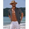image:imageCOOFANDY Mens Button Down Shirts Short Sleeve Casual Summer Beach Shirts for Men Vacation Wedding Linen ShirtDark Gray