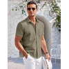 image:imageCOOFANDY Mens Casual Button Down Shirts Short Sleeve Summer Beach Vacation Untucked Dress Shirts with PocketArmy Green