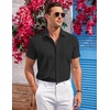 image:imageCOOFANDY Mens Casual Button Down Shirts Short Sleeve Summer Beach Vacation Untucked Dress Shirts with PocketBlack
