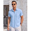 image:imageCOOFANDY Mens Casual Button Down Shirts Short Sleeve Summer Beach Vacation Untucked Dress Shirts with PocketBlue