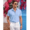 image:imageCOOFANDY Mens Casual Button Down Shirts Short Sleeve Summer Beach Vacation Untucked Dress Shirts with PocketBlue
