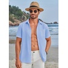 image:imageCOOFANDY Mens Casual Button Down Shirts Short Sleeve Summer Beach Vacation Untucked Dress Shirts with PocketBlue