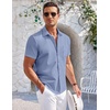image:imageCOOFANDY Mens Casual Button Down Shirts Short Sleeve Summer Beach Vacation Untucked Dress Shirts with PocketDark Blue